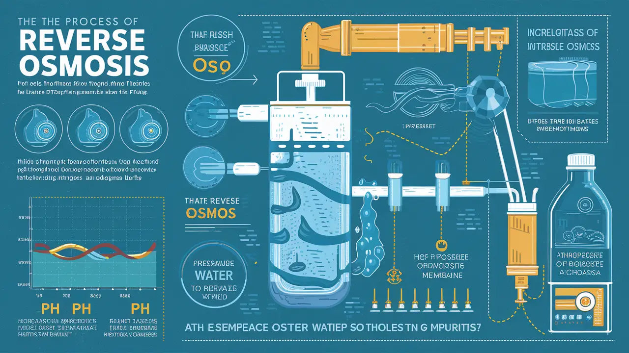 An infographic illustrating the process of reverse osmosis and its impact on water pH.