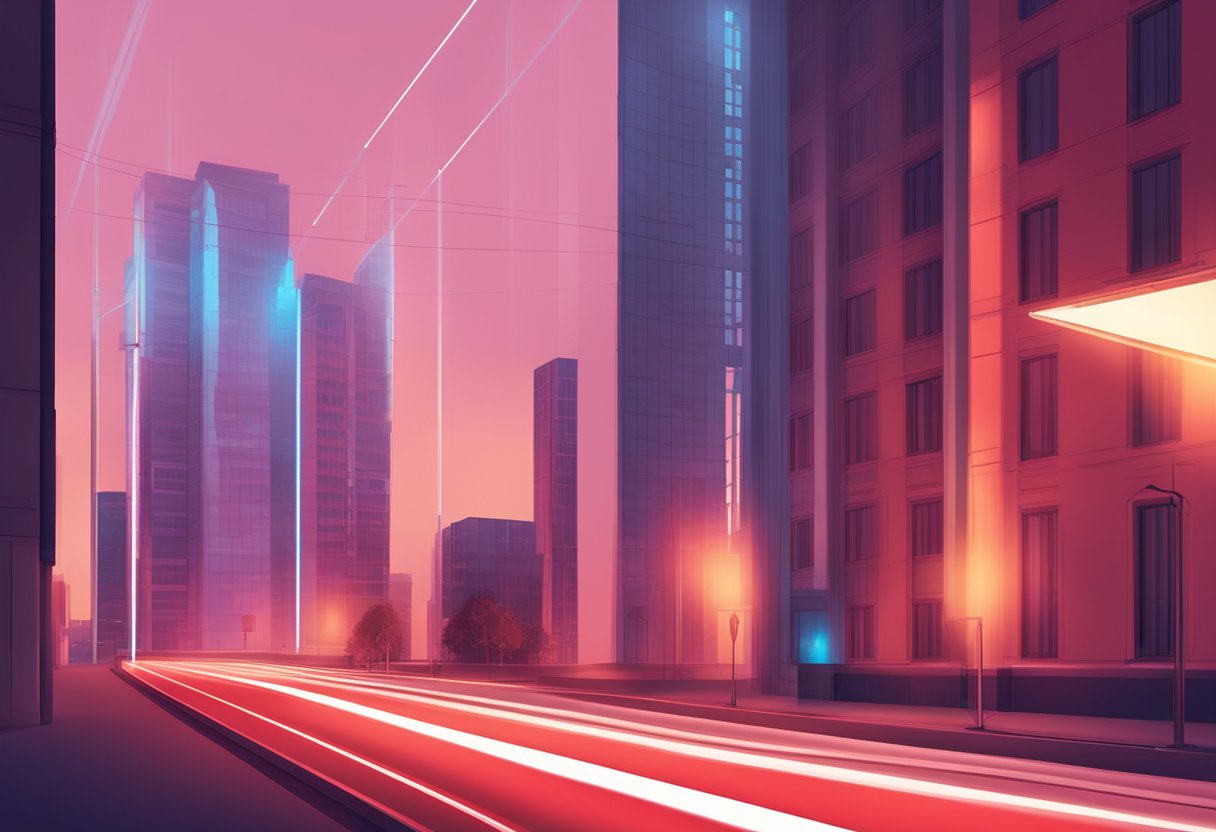 A red light source emitting red and near-infrared wavelengths, with a clear distinction between the two colors