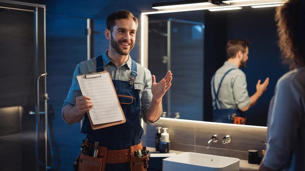 a plumber is talking to a customer about why reverse osmosis water is healthy to drink