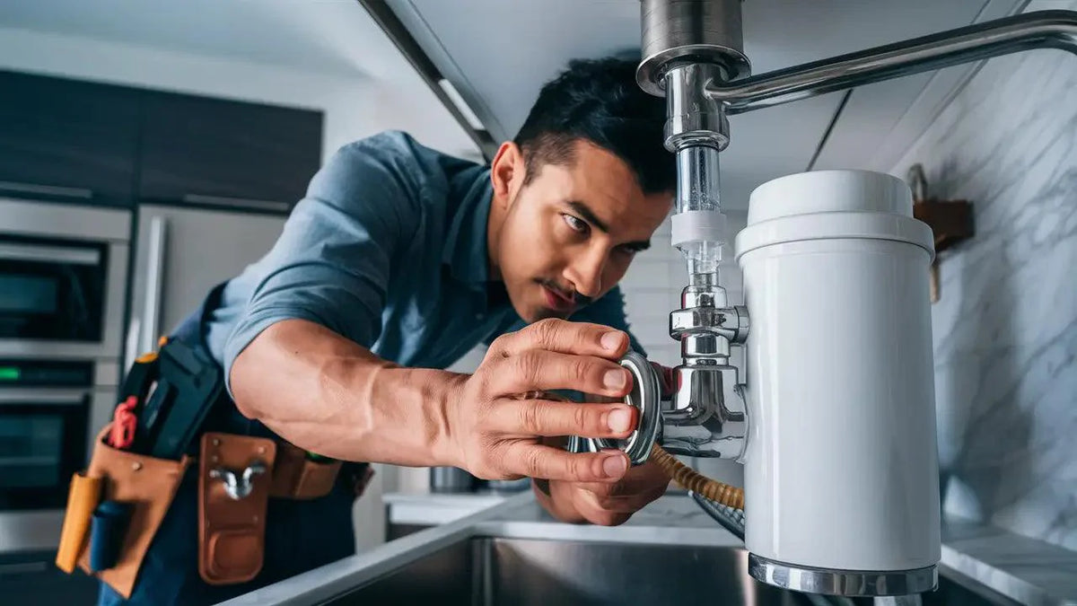 a plumber testing a ro filter is has a fluoride purifier built into the system