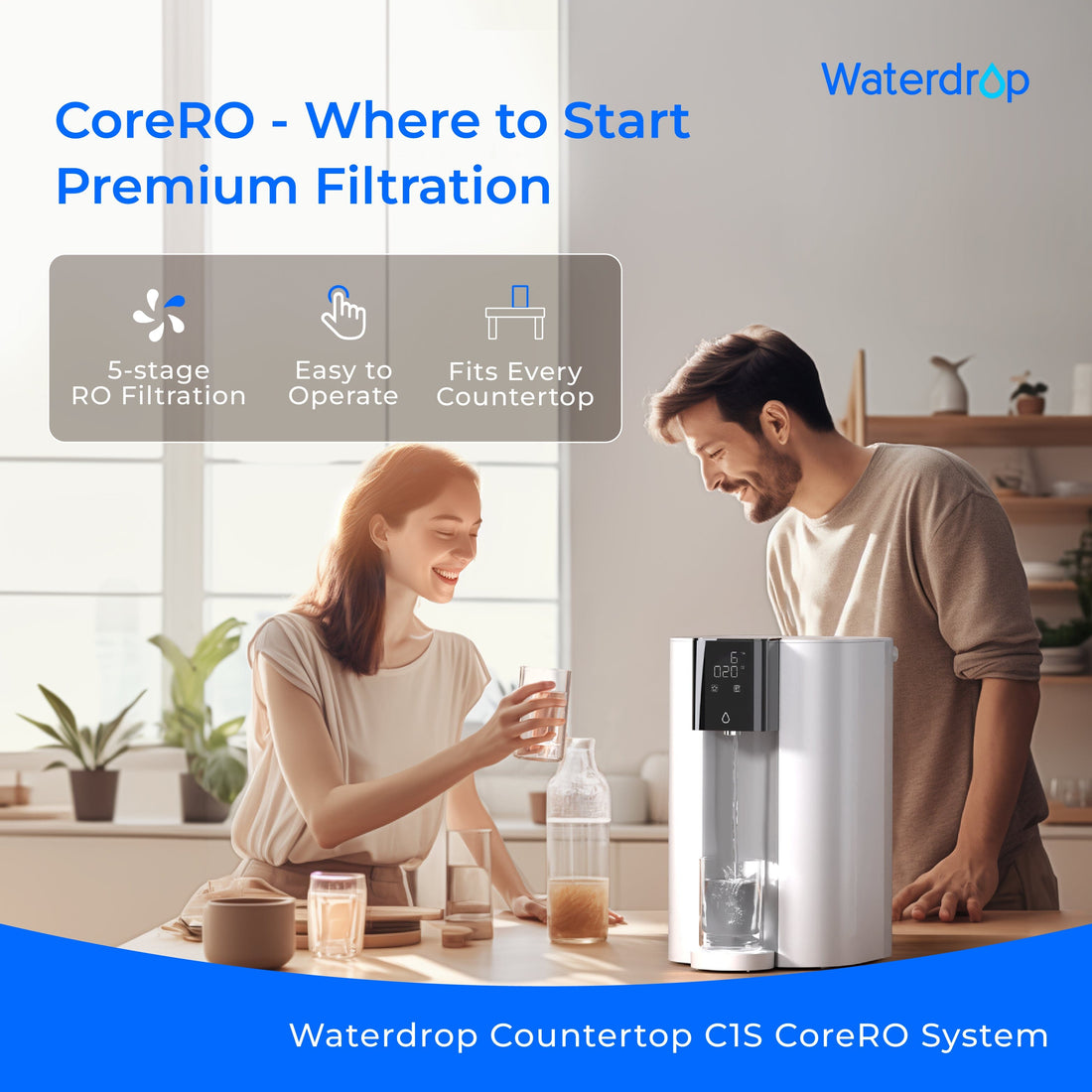 Waterdrop C1H Instant Hot Water Reverse Osmosis System sleek countertop design