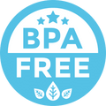 BPA-free logo with stars and leaves design in blue and white