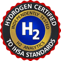 Hydrogen certified seal for Echo H2 Hydrogen Water Machine, independently tested to IHSA standards.