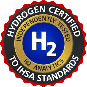 Hydrogen certified seal for Echo H2 Hydrogen Water Machine, independently tested to IHSA standards.