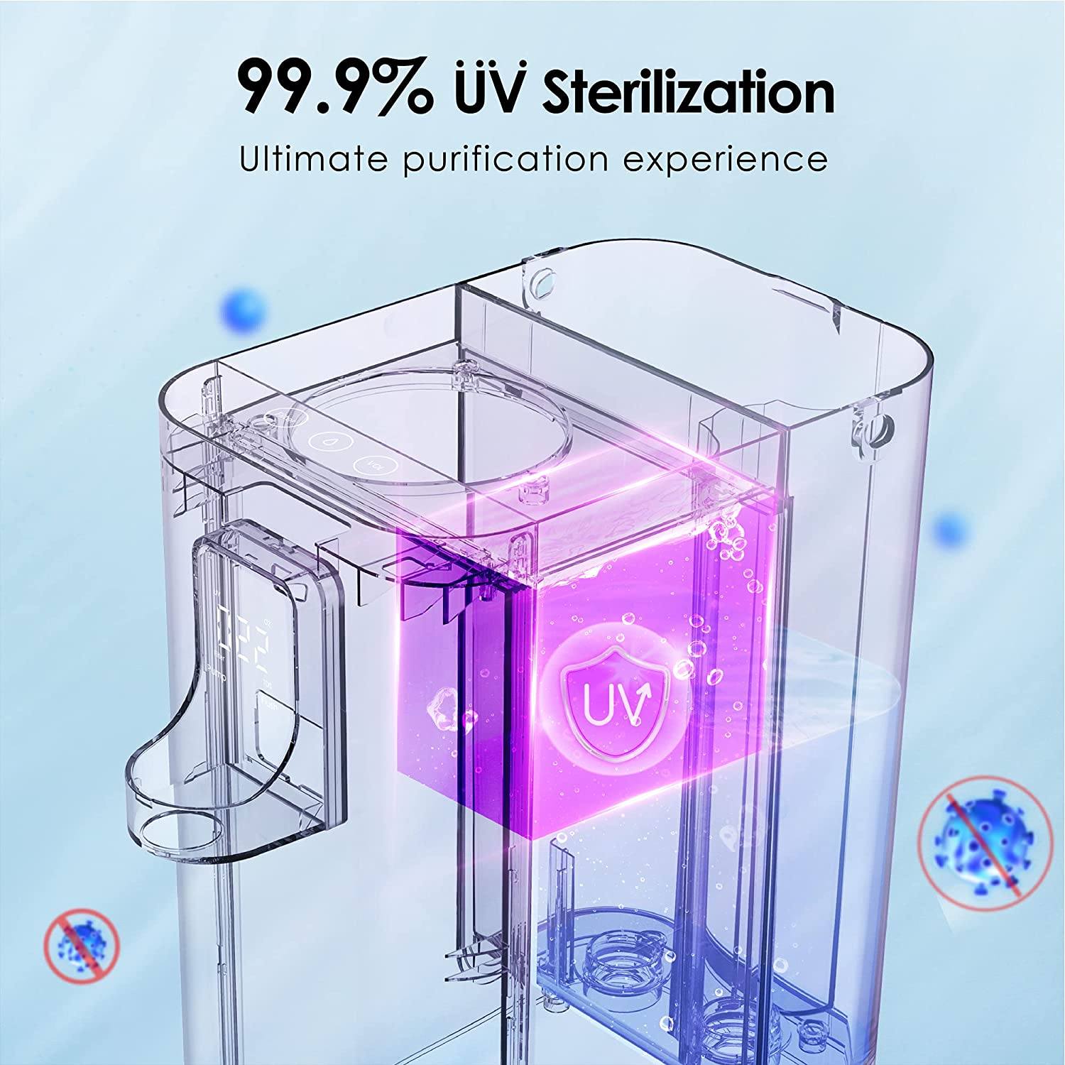 Waterdrop K19 system illustrating the 4-stage filtration process for removing impurities from drinking water.