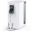 Waterdrop K19 reverse osmosis system in use, filling a reusable water bottle with clean, filtered water.