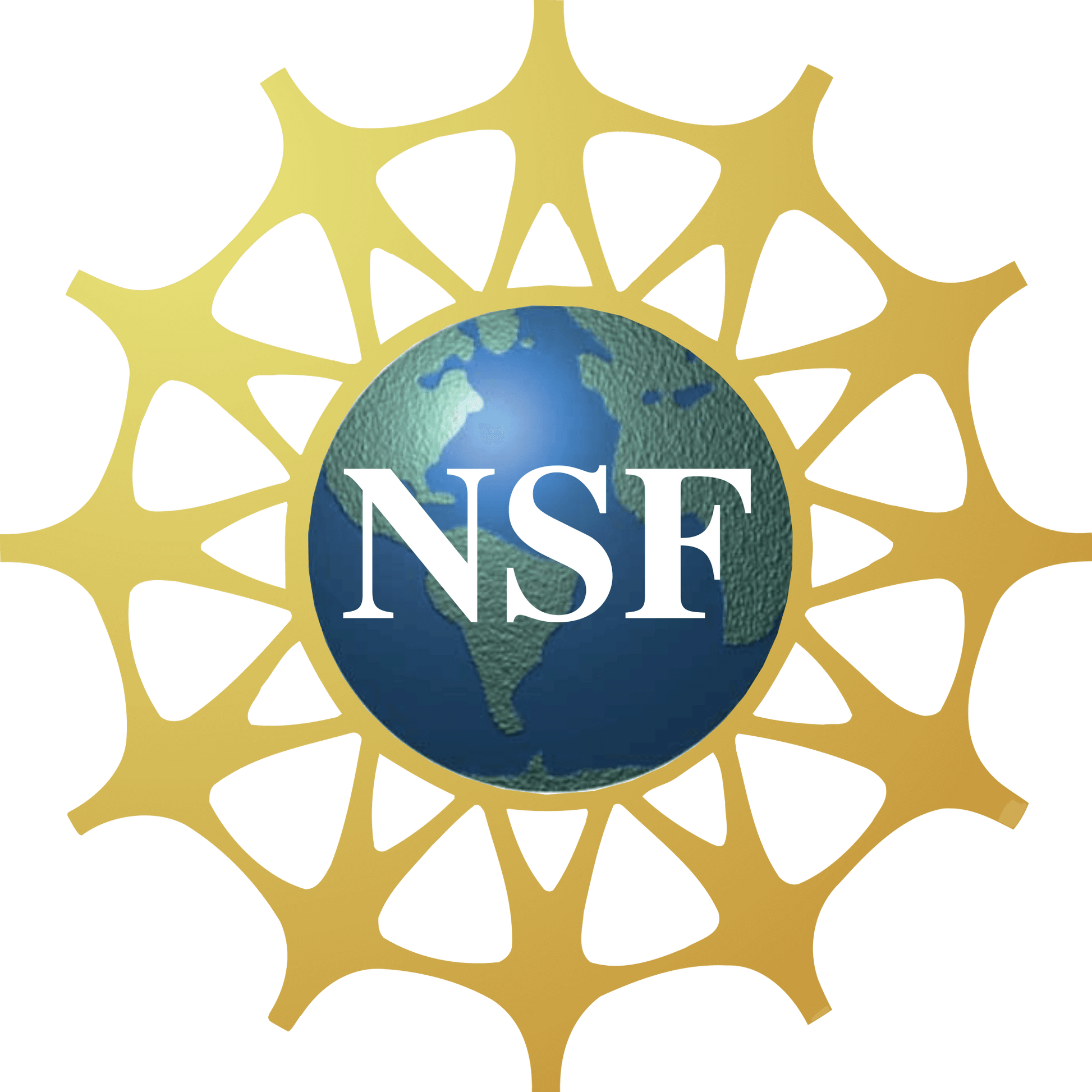 NSF logo with golden design and globe background