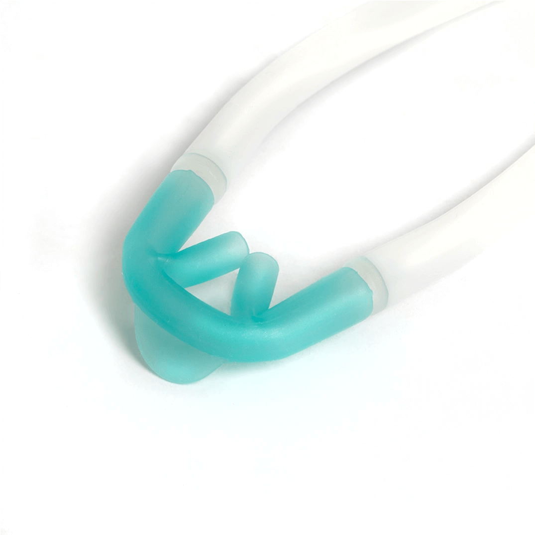 Close-up of Echo Refresh Hydrogen Inhalation Machine's nasal cannula component on a white background.